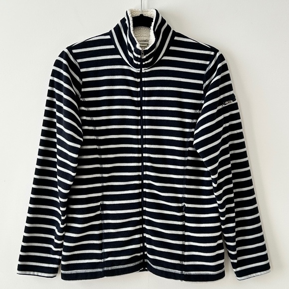 LL Bean Striped Fleece Jacket - Picture 1 of 16